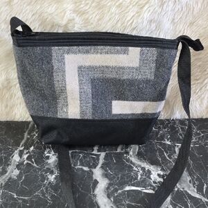 Southwest Style Wool Black and Gray Women's Shoulder Bag